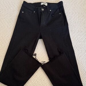 PAIGE Black Raw-Hem Skinny Jeans - Women's